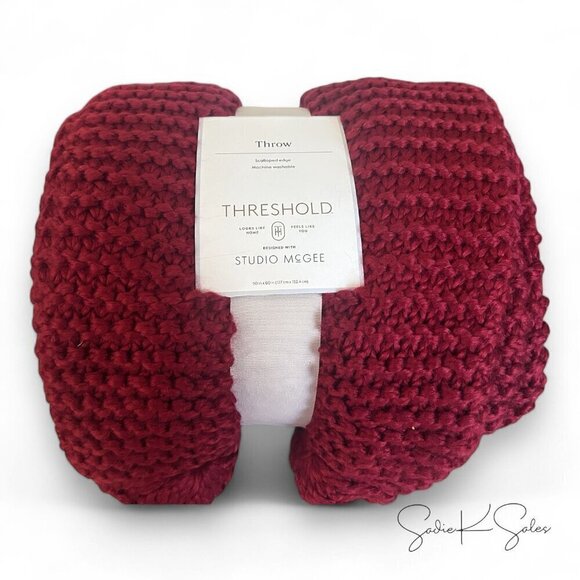 Knit Scalloped Edge Throw Blanket Red - Threshold Studio McGee, Christmas 2024 - Picture 4 of 7